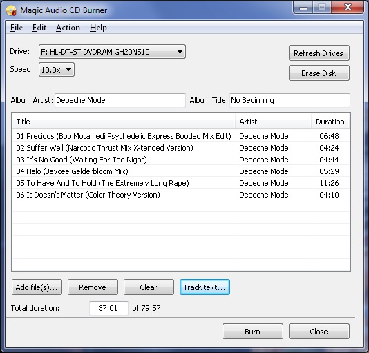 Magic Audio CD Burner 1.4.7 full