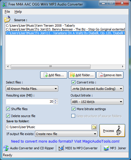 Free M4A AAC OGG WAV to MP3 audio converter